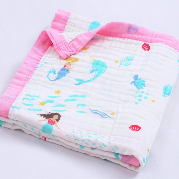 New Jay & Ava Baby/Toddler Muslin 100% Cotton Blanket - Little Mermaid - Picture 1 of 5